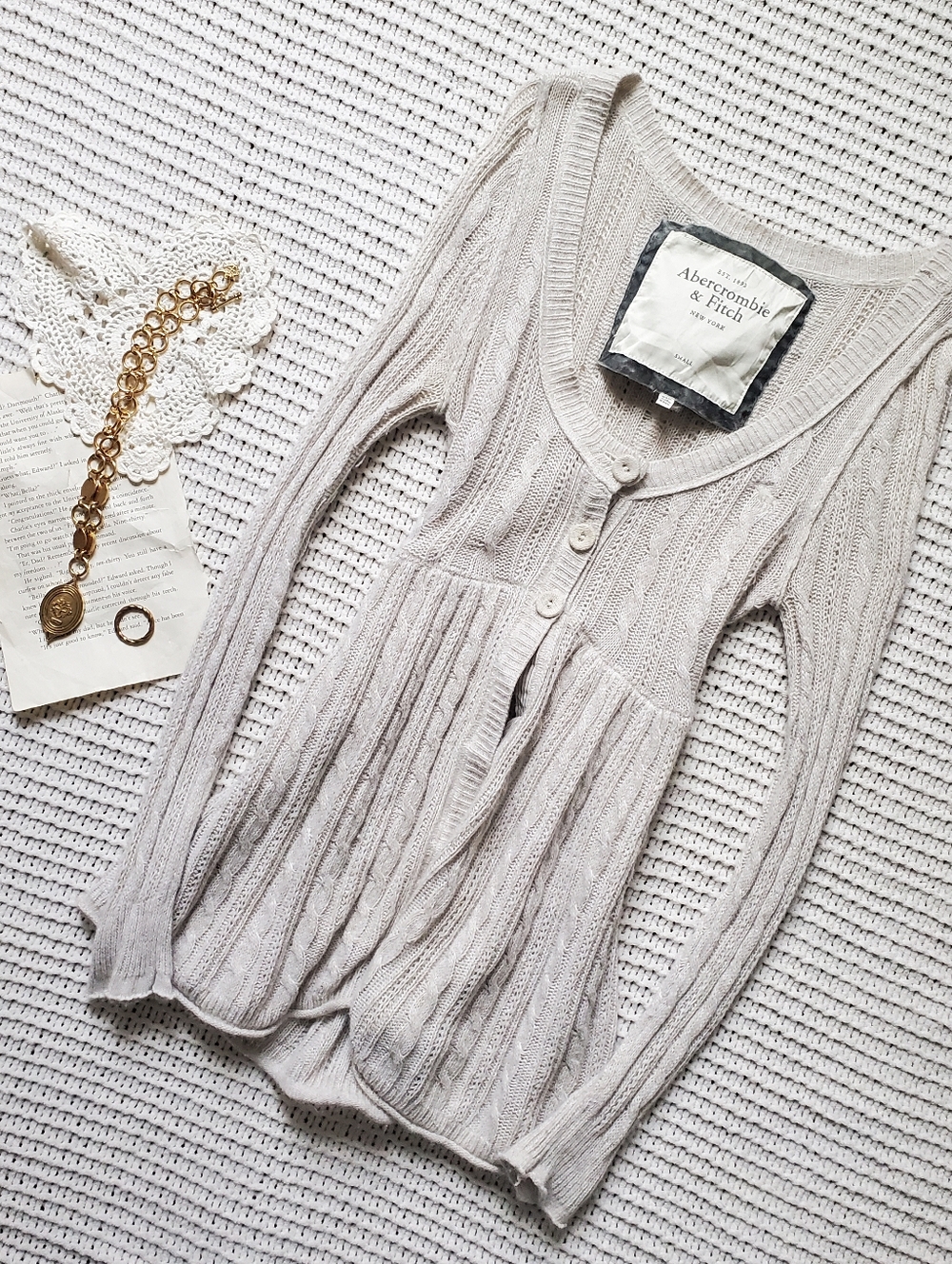 vintage y2k Abercrombie and Fitch babydoll 3/4 sleeve babydoll cardigan Small